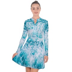 Tropical Blue Ocean Wave Long Sleeve Panel Dress by Jack14