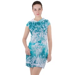 Tropical Blue Ocean Wave Drawstring Hooded Dress by Jack14