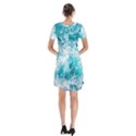 Tropical Blue Ocean Wave Short Sleeve V-neck Flare Dress View2