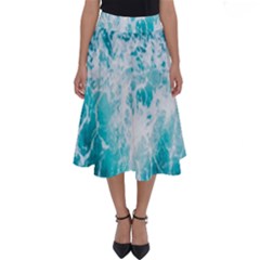 Tropical Blue Ocean Wave Perfect Length Midi Skirt by Jack14