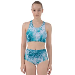 Tropical Blue Ocean Wave Racer Back Bikini Set by Jack14