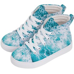 Tropical Blue Ocean Wave Kids  Hi-top Skate Sneakers by Jack14