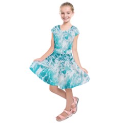 Tropical Blue Ocean Wave Kids  Short Sleeve Dress by Jack14