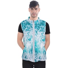 Tropical Blue Ocean Wave Men s Puffer Vest