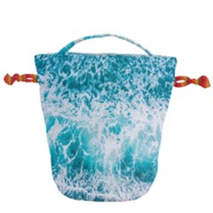 Tropical Blue Ocean Wave Drawstring Bucket Bag by Jack14