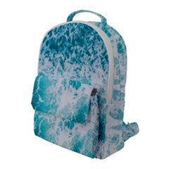 Tropical Blue Ocean Wave Flap Pocket Backpack (large)