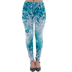 Tropical Blue Ocean Wave Lightweight Velour Leggings