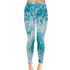 Tropical Blue Ocean Wave Inside Out Leggings by Jack14