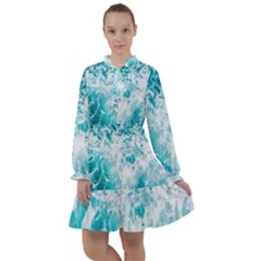 Tropical Blue Ocean Wave All Frills Chiffon Dress by Jack14