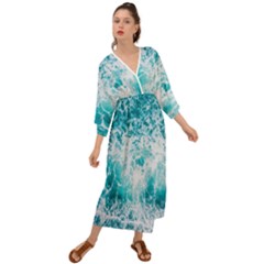 Tropical Blue Ocean Wave Grecian Style  Maxi Dress by Jack14