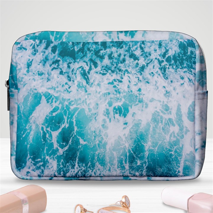 Tropical Blue Ocean Wave Make Up Pouch (Large)