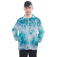 Tropical Blue Ocean Wave Men s Half Zip Pullover by Jack14