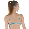 Tropical Blue Ocean Wave Tie Up Cut Bikini Top View2