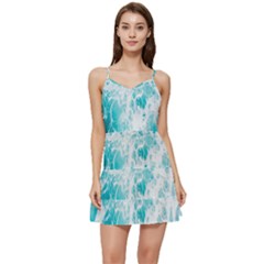 Tropical Blue Ocean Wave Short Frill Dress by Jack14