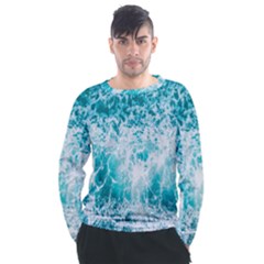 Tropical Blue Ocean Wave Men s Long Sleeve Raglan Tee