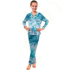 Tropical Blue Ocean Wave Kid s Satin Long Sleeve Pajamas Set by Jack14