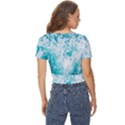 Tropical Blue Ocean Wave Twist Front Crop Top View4