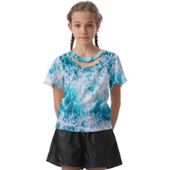 Tropical Blue Ocean Wave Kids  Front Cut Tee by Jack14