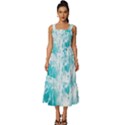 Tropical Blue Ocean Wave Square Neckline Tiered Midi Dress View1