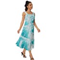 Tropical Blue Ocean Wave Square Neckline Tiered Midi Dress View3