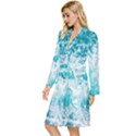 Tropical Blue Ocean Wave Long Sleeve Velvet Robe View2