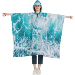 Tropical Blue Ocean Wave Women s Hooded Rain Ponchos by Jack14