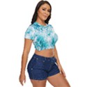 Tropical Blue Ocean Wave Side Button Cropped Tee View3