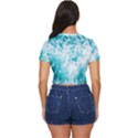 Tropical Blue Ocean Wave Side Button Cropped Tee View4