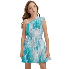 Tropical Blue Ocean Wave Kids  One Shoulder Party Dress by Jack14