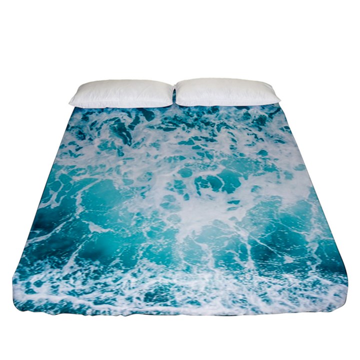 Tropical Blue Ocean Wave Fitted Sheet (King Size)