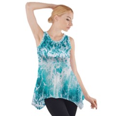 Tropical Blue Ocean Wave Side Drop Tank Tunic by Jack14