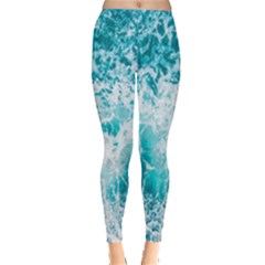 Tropical Blue Ocean Wave Leggings  by Jack14