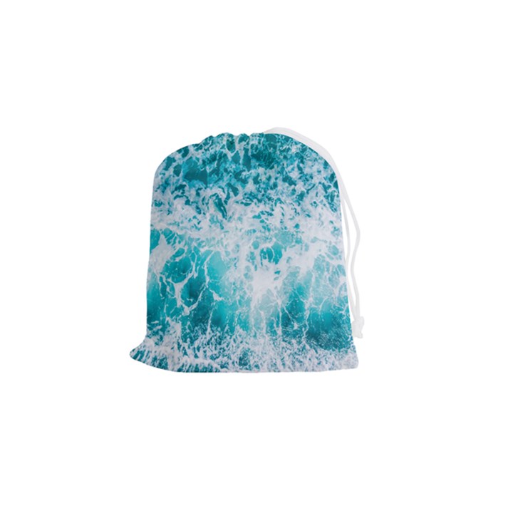 Tropical Blue Ocean Wave Drawstring Pouch (Small)