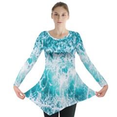 Tropical Blue Ocean Wave Long Sleeve Tunic  by Jack14