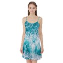 Tropical Blue Ocean Wave Satin Night Slip View1