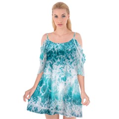 Tropical Blue Ocean Wave Cutout Spaghetti Strap Chiffon Dress by Jack14