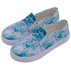 Tropical Blue Ocean Wave Kids  Canvas Slip Ons by Jack14