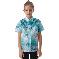 Tropical Blue Ocean Wave Kids  Short Sleeve Shirt by Jack14