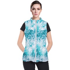 Tropical Blue Ocean Wave Women s Puffer Vest by Jack14