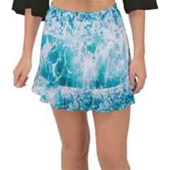 Tropical Blue Ocean Wave Fishtail Mini Chiffon Skirt by Jack14