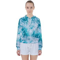 Tropical Blue Ocean Wave Women s Tie Up Sweat by Jack14