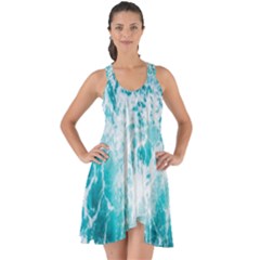 Tropical Blue Ocean Wave Show Some Back Chiffon Dress by Jack14