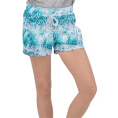 Tropical Blue Ocean Wave Women s Velour Lounge Shorts by Jack14