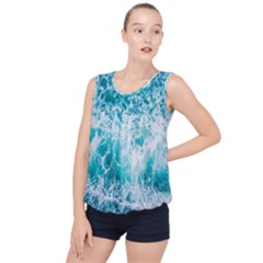 Tropical Blue Ocean Wave Bubble Hem Chiffon Tank Top by Jack14