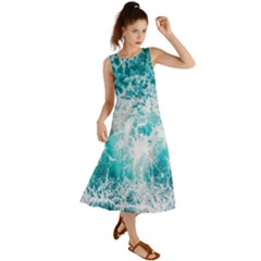 Tropical Blue Ocean Wave Summer Maxi Dress by Jack14