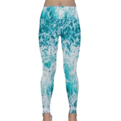 Tropical Blue Ocean Wave Lightweight Velour Classic Yoga Leggings by Jack14