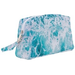 Tropical Blue Ocean Wave Wristlet Pouch Bag (large)