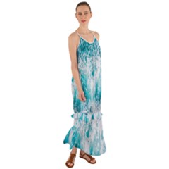 Tropical Blue Ocean Wave Cami Maxi Ruffle Chiffon Dress by Jack14