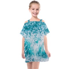 Tropical Blue Ocean Wave Kids  One Piece Chiffon Dress by Jack14