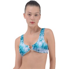 Tropical Blue Ocean Wave Ring Detail Bikini Top by Jack14